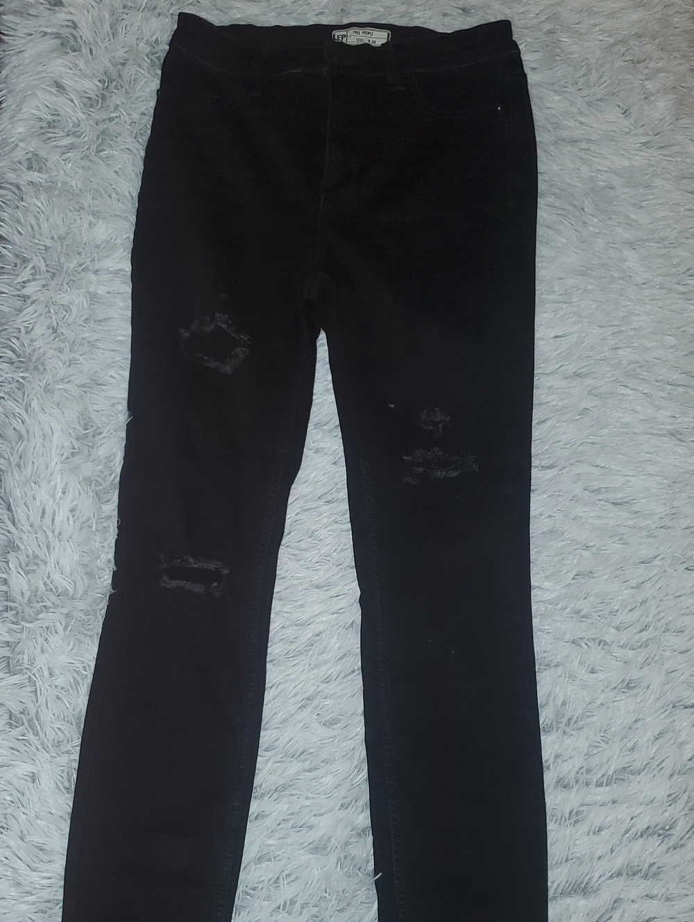 *Free People Black Skinny Distressed Jeans*